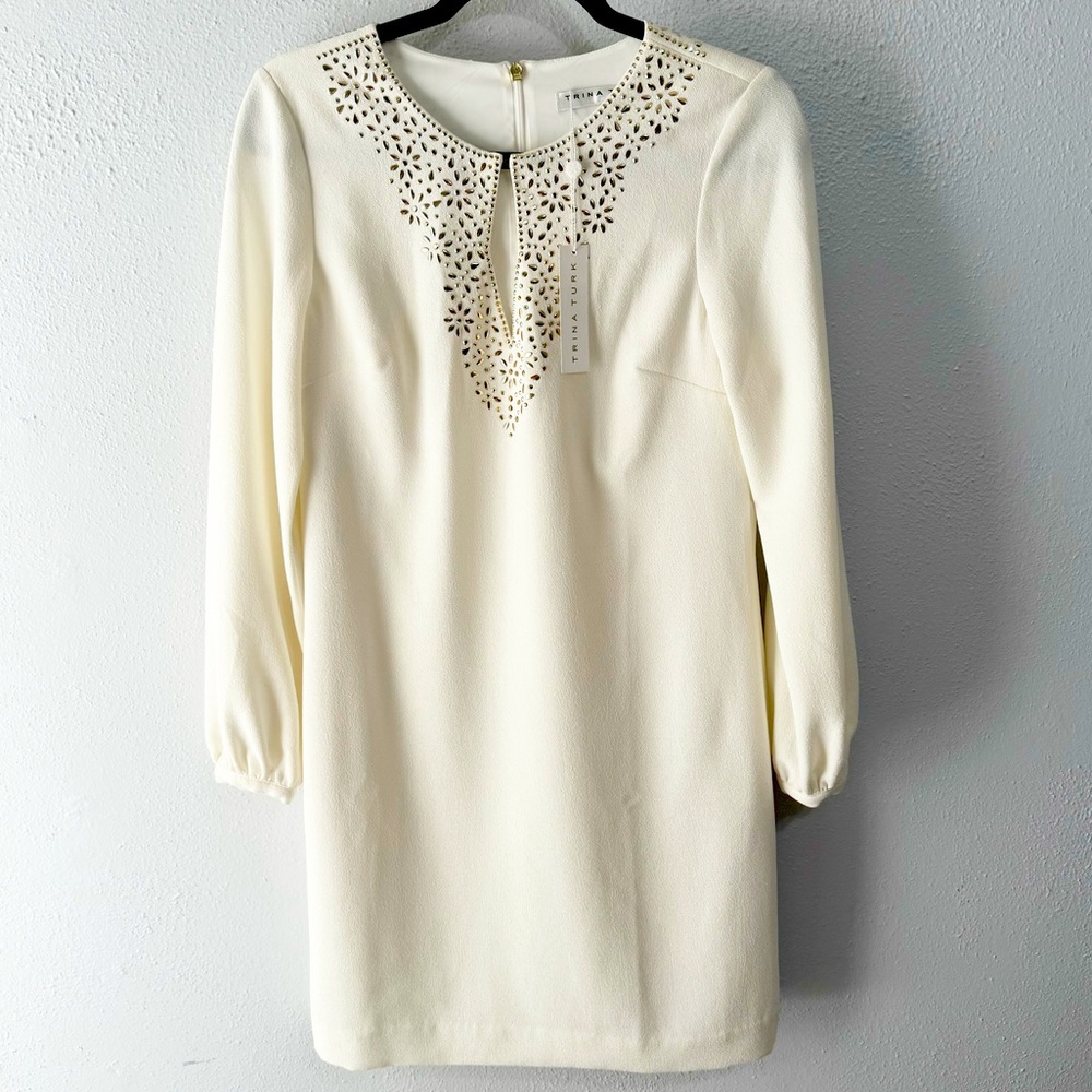 NWT Trina Turk cream studded sheath dress size 2